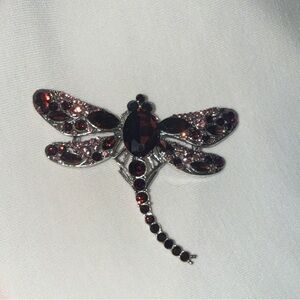 Dark Purple and Silver Dragonfly Brooch